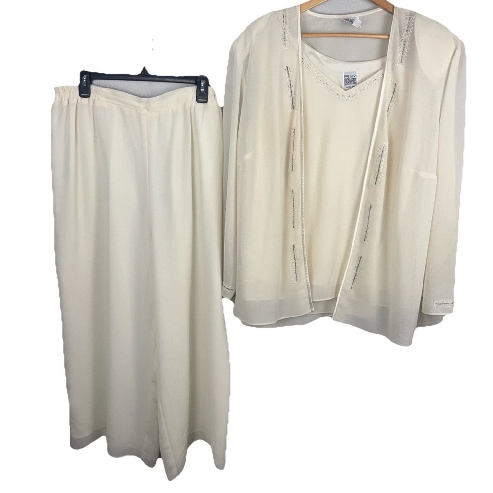 Vintage‎ R & M Richards Karen Kwong 3 Pc pant set 24W Ivory Formal Evening Wear